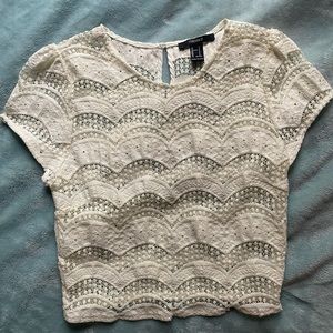 small forever 21 white lacy shirt